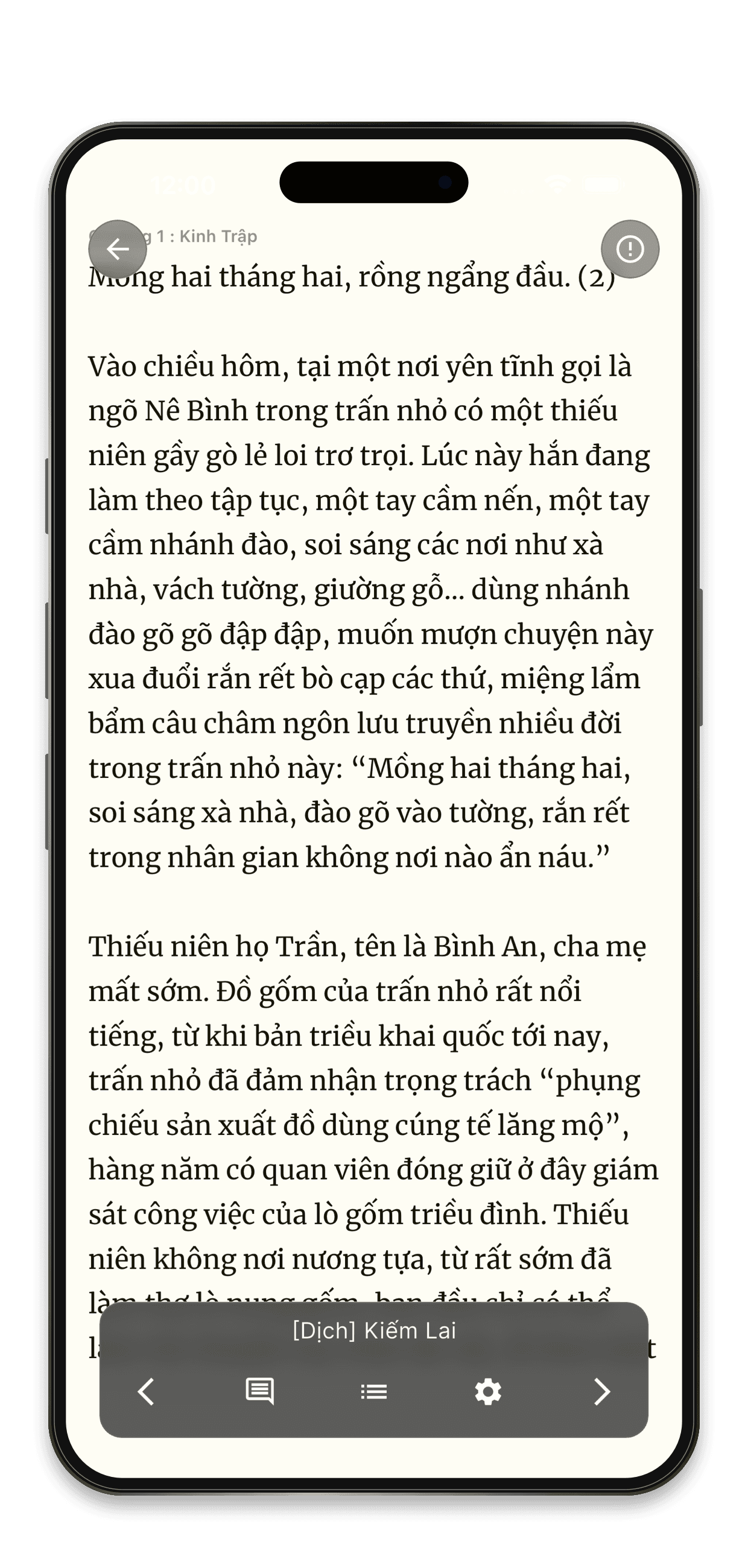 Trang đọc truyện của App Truyện